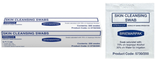 Briemar Sterile Skin Cleansing Swabs 5.6cm x 3cm