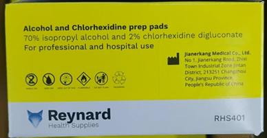 Reynard Health Supplies 2% Chlorhexidine & 70% Alcohol Prep Pads SPN RHS401