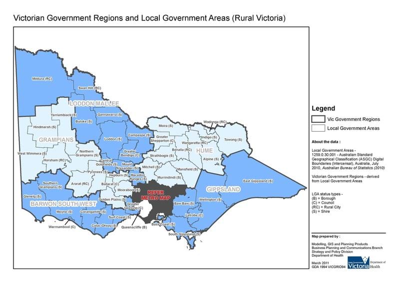 Department of Health & Human Services designated rural health region